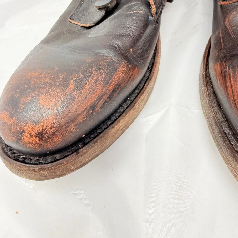 Freebird by Steven Pendleton Mens 12 Brown Leather Distressed Combat Boots Zip